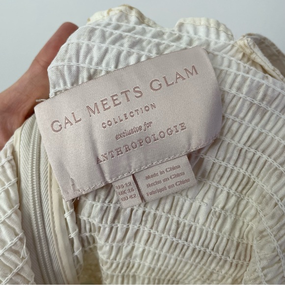 Gal Meets Glam by Anthropologie Women Iris Jumpsuit Cropped Floral Cream Sz 12 - Picture 12 of 13